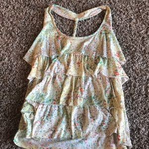 Mudd floral yellow tank